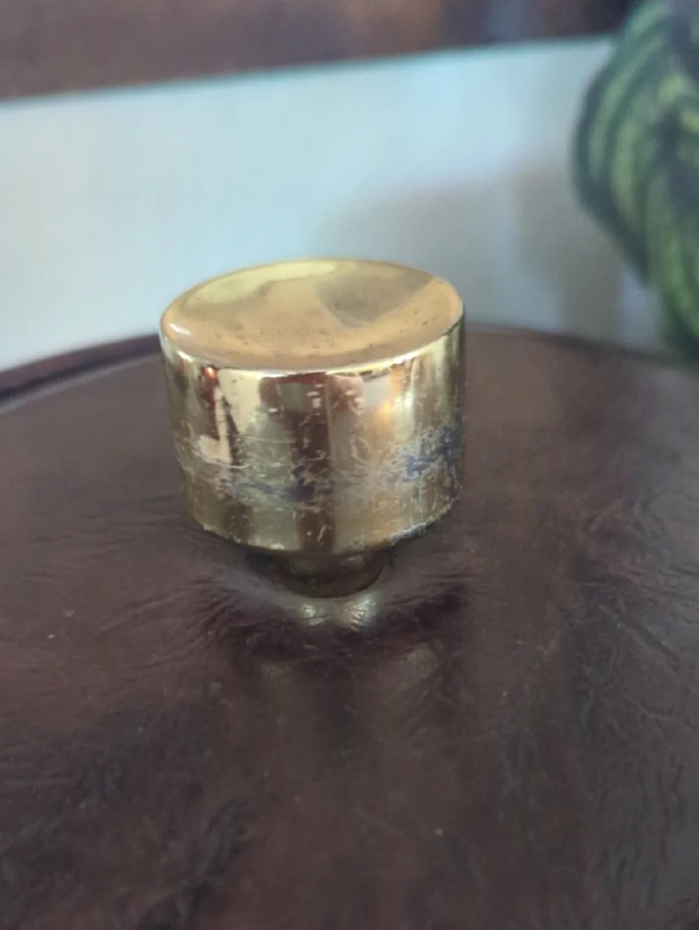Vintage Brown Leather Ice Bucket with Brass Trim